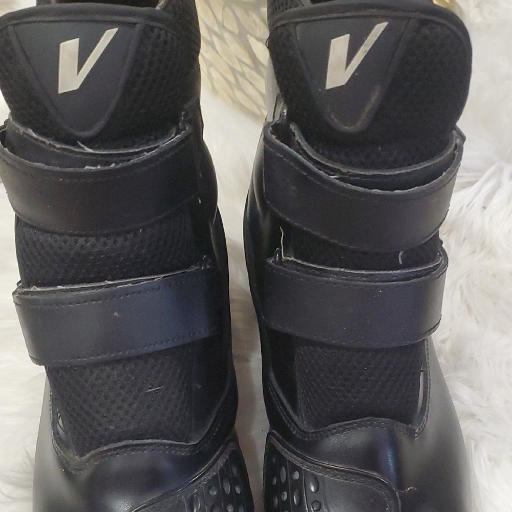 Vega Stylish Black Moto Boots with Velcro Straps - Picture 14 of 17